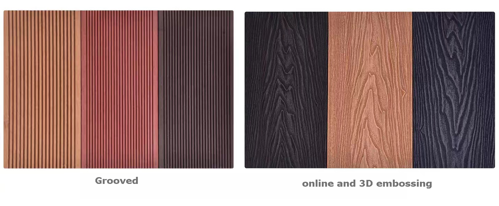 Grauer, rutschfester, massiver WPC-Terrassendielenboden