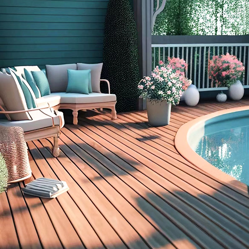 WPC Decking für Schwimmbad 